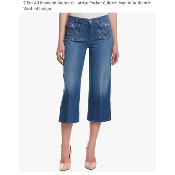 7 for all man kind Women’s lattice pocket culotte Jean - Picture 1 of 8